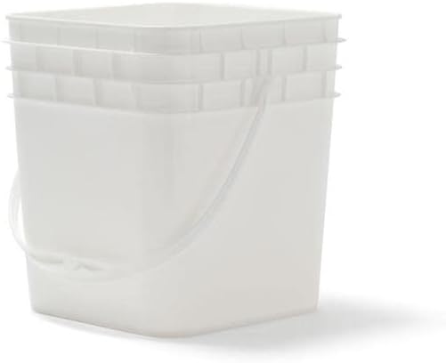 3.5 Gallon Square Bucket with Lid & Plastic Handles, Food Storage Pail, Heavy Duty & Durable