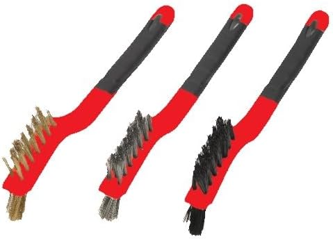 Warner Manufacturing 3-Piece Mini Wire Brush Set, Nylon, Steel & Brass, 10481