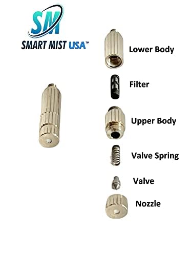App Controlled High Pressure Misting Mister System Kit 1000 PSI Stainless Steel Tubing DIY Patio Greenhouse (60' w/ 30-006" Nozzles for Most Hot Climates, Nyon Tubing)