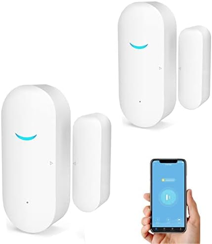 2-Pack WiFi Door and Window Sensors,Tuya Smart Alarm with Free Notification APP Control Home Security Alarm System, No Hub Required,Compatible with Alexa, Google Home