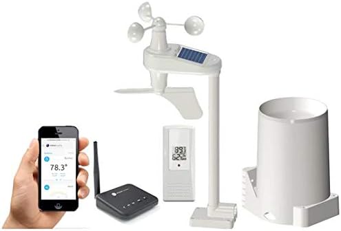 Ambient Weather WS-100-WEATHERSTATION Smart Home Weather Station WiFi Module w/Outdoor Thermo-Hygrometer, Rain Gauge, and Anemometer