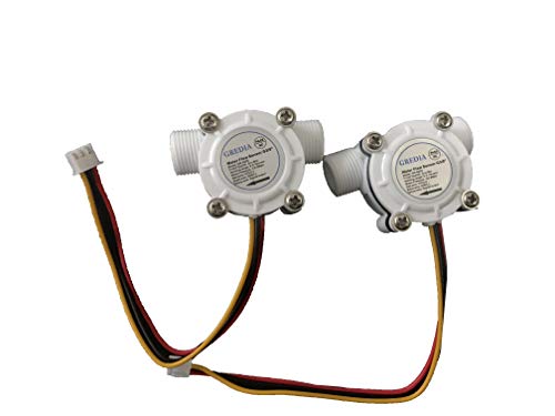 3/8" Water Flow Sensor Food-Grade Switch Hall Effect Flowmeter Fluid Meter Counter 0.3-10L/min (Pack of 2）