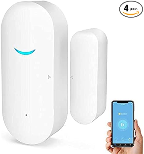 4-Pack Smart Door/Window Sensor: WiFi Alarm, Wireless Alerts, Compatible with Alexa/Google Assistant