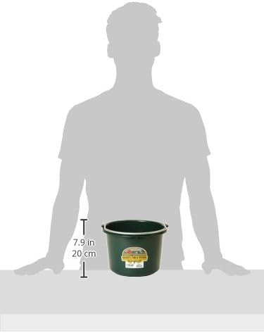 Miller Manufacturing P8GREEN Plastic Round Back Bucket for Horses, 8-Quart, Green