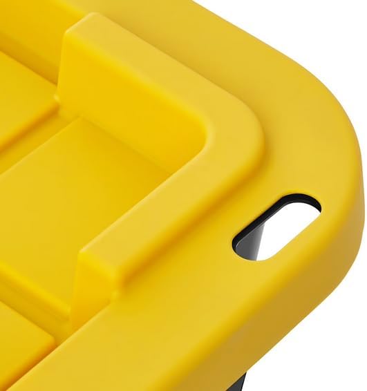 27 Gallon Heavy Duty Storage Container with Lid, Plastic, Durable and reusable, used indoor and outdoor, 20.6" D x 30.6" W x 14.3" H, 4 Pack Or 8 Pack ! (Yellow and Black, 4 Pack)