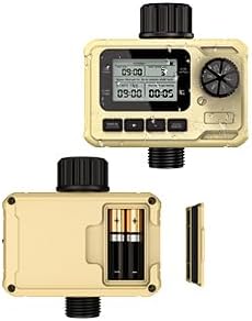Water Timer for Outdoor Garden Hose, Hose Timers with Rain Delay/Manual/Auto Mode, Drip Irrigation and Lawn Watering System, Yellow