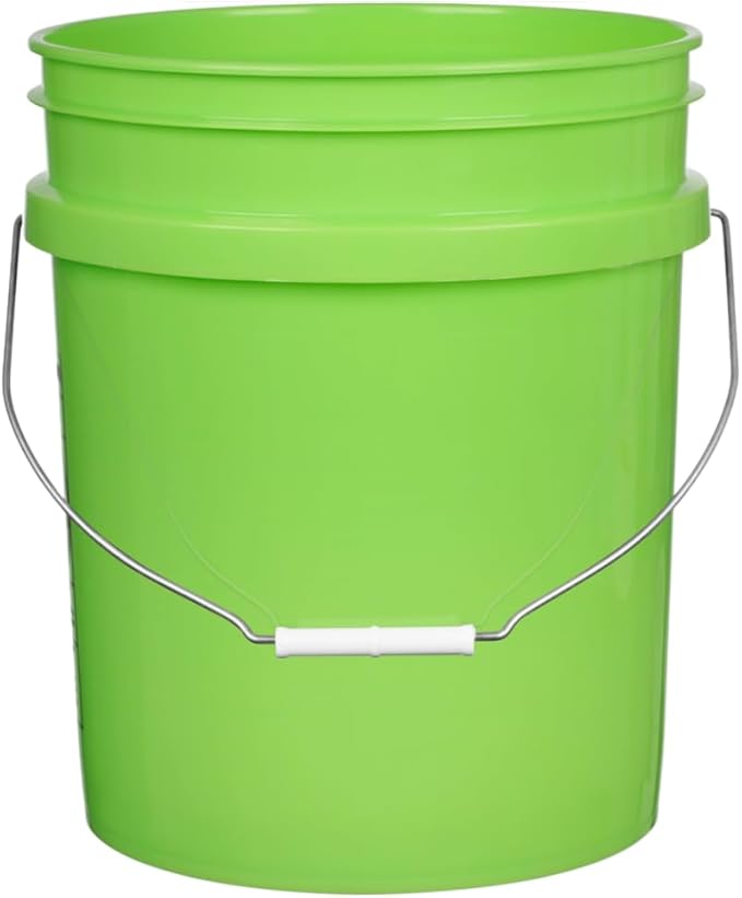 House Naturals 5 Gallon Food Grade Multi Color Buckets (Yellow Aqua Lime Green)- Pack of 3- Made in USA (Black lids)