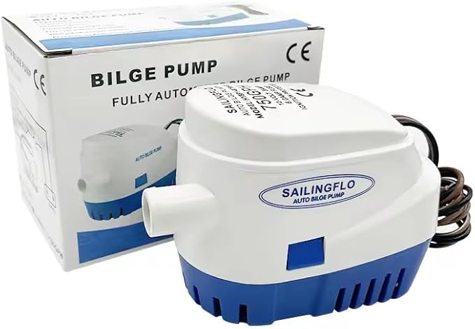 750 GPH Automatic Bilge Pump - 12V, 3/4"(19mm) Outlet, Submersible Boats Water Pump with Float Switch, Snap-Off Strainer, Easy Install for Boat, Marine, Canvas, Ponds