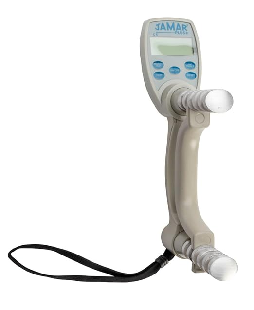 Jamar Plus Digital Hand Dynamometer, Lightweight Electronic Evaluation Tool Measures PSI, Max Force Indicator to Measure Grip Strength, Calibrated, Cordless Easy Squeeze Adjustable Exerciser