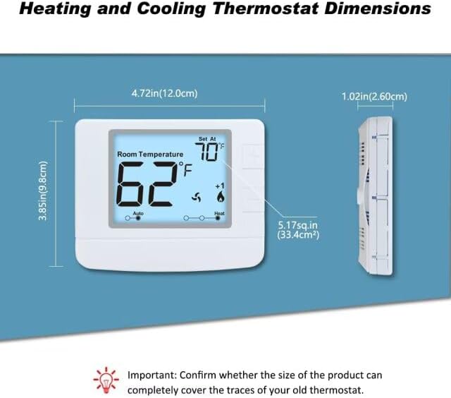Non Programmable Thermostat for Home, Digital Energy-Saving Thermostat,Multi-Stage Systems, 2 Heat/2 Cool, Easy DIY Install, White Backlight