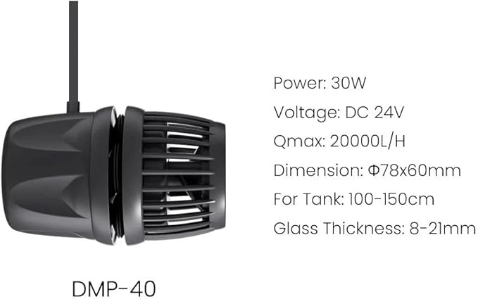 Jecod-Series Aquarium Wave Maker Pump (DMP40) - Submersible Circulation Pump for Saltwater Marine Reef Tanks, Bluetooth App Control & Smart Controller Included