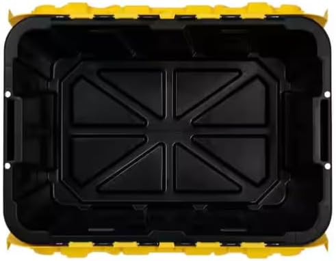 12 Gal. Tough Storage Flip Top Tote in Black with Yellow Lid, High-Grade Resin, Stackable, Lockable