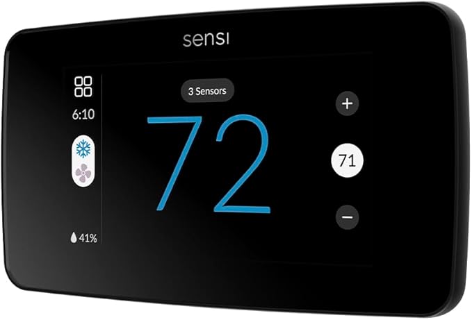 Sensi Touch 2 Smart Thermostat with Touchscreen Color Display, 100 Years of Expertise, Programmable, Wi-Fi, Data Privacy, Easy DIY, Works with Alexa, Energy Star Certified, ST76, C-Wire Required