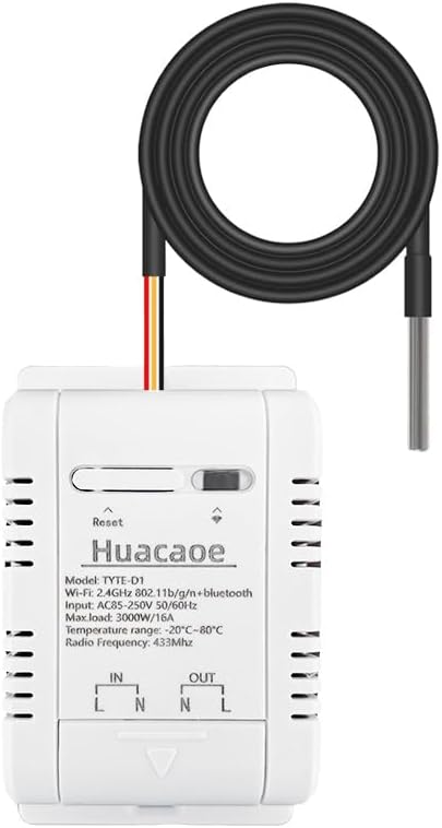 High Power Tuya 16A Smart WiFi Temperature Controller with Waterproof Probe - APP Remote Control for Greenhouse,Homebrew,Thermostat,Aquarium,Climbing Pet Breeding,Incubator,Alexa Voice Compatible