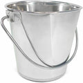 Heavy Duty Stainless Steel Bucket 2 Quart - Half Gallon Flat Side Metal Bucket for Feeding & Watering Pets, Livestock & Cleaning - Perfect for Crates, Kennels, Cages & Hang on Fences