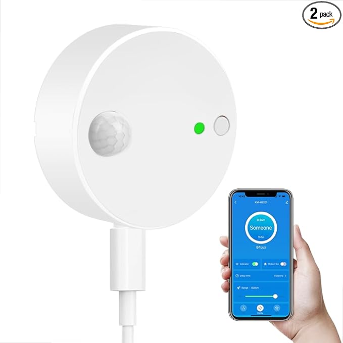 2pcs/lot XiuMii Smart Human Presence Motion Sensor,Tuya Smart Life App Control, 24G Millimeter Radar Detector High Sensing Human Body Exists Sensor Not Compatible with Alexa