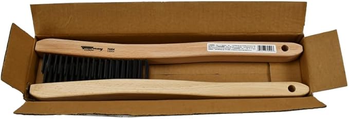 Forney 70504A 2-Pack Carbon Steel Wire Brush's with Curved Wood Handle, 13-3/4-Inch-by-.014-Inch, Assorted