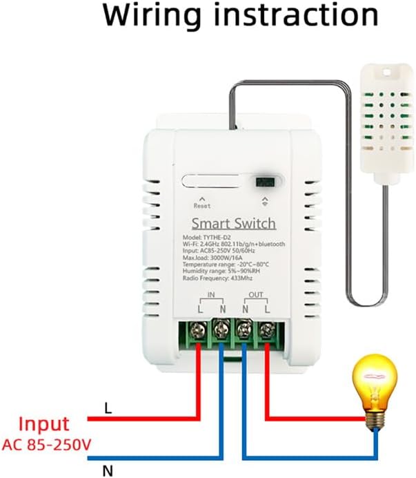 WiFi& RF Smart Relay Switch Module,Temperature and Humidity Sensor with Energy Consumption Monitoring,Phone app Remote/Voice Control,Timer,Compatible with Alexa.