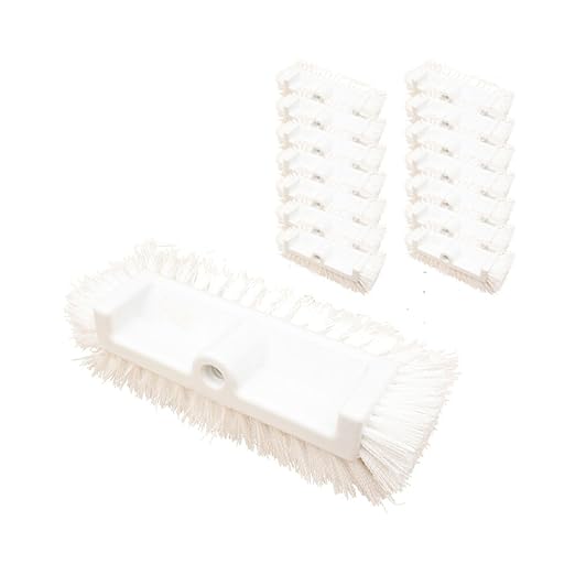 SPARTA Multi-Level Tile Scrub Brush 12" Wide Brush Head, Heavy-Duty Tile Cleaning Brush with End Bristles for Commercial Tiles, Tubs and Floor, Plastic, 12 Inches, White, (Pack of 12)