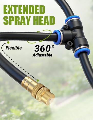 80FT Easy-Snap Garden Irrigation System for Raised Beds & Greenhouses, Upgraded 8mm (5/16") High-Flow PE Tubing with 30 Bendable 360° Copper Nozzles, Quick-Connect Plant Watering Kit (Not 1/4" Tube)