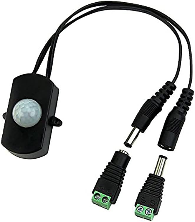 RGBZONE Automatic Mini 5A PIR Infrared Motion Sensor Detector Switch for LED Strip Light + Female Male DC Power Connector