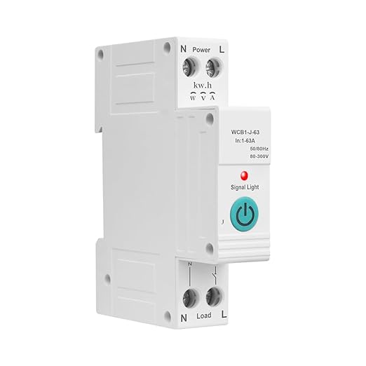Diymore 63A WiFi Circuit Breaker AC220V Remote Mobile Phone Control Single-Phase Intelligent Circuit Breakers Switch Metering Overcurrent Protection Timer for for Boat Trolling Motor Marine ATV
