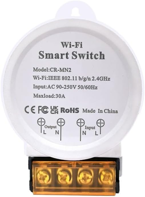 WiFi Smart Relay Switch, WIFI Smart Switch with Energy Meter 30A 90-250V AC, App and Voice Control, for Tuya Smart-Life Assistant, Remote and Timer Functions(white)