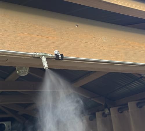 App Controlled High Pressure Misting Mister System Kit 1000 PSI Stainless Steel Tubing DIY Patio Greenhouse (54' w/ 27-.008" Nozzles for Very Hot Dry Climates, Nyon Tubing)