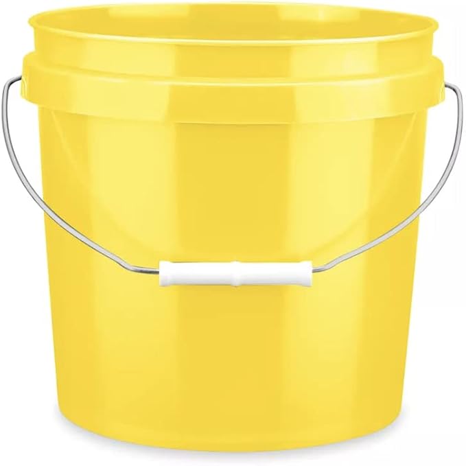 House Naturals 2 Gallon Black and Yellow Plastic Buckets Without lids BPA Free Food Grade Made in USA Pail (Pack of 2)