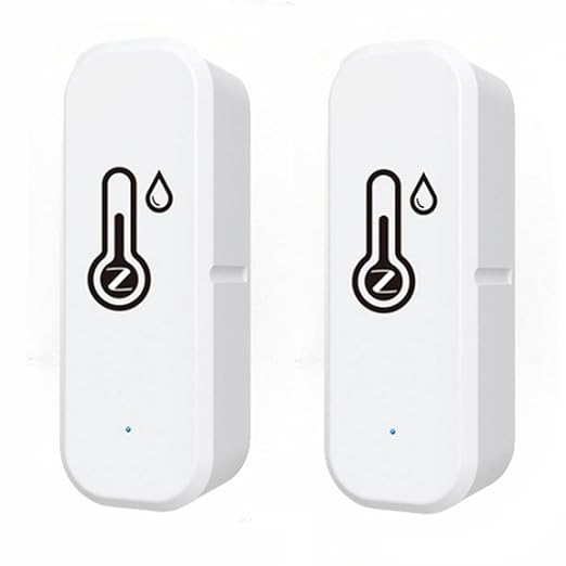 ZigBee Indoor Temperature and Humidity Sensor,Compatible with Alexa and Google Home,for Home,Baby Rooms,Greenhouses Accessories,Office 2Pack(No Include Battery)