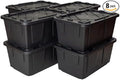 Tough 27 Gallon Plastic Storage Bin with Snap Lid, Stackable, Lockable, Set of 8, Heavy-Duty, Durable, Multi-Purpose Storage Containers for Indoor & Outdoor Use (Black)