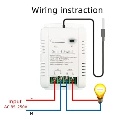 WiFi Smart Waterproof Temperature Controller Sensor Module, Tuya app Wireless Remote 16A Smart Switch with Energy Consumption Monitoring, Compatible with Alexa Google Home