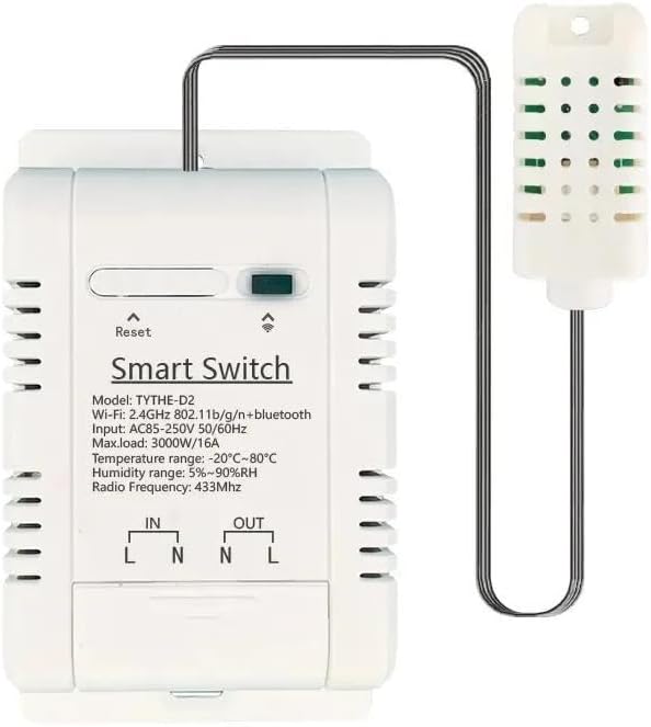 WiFi& RF Smart Relay Switch Module,Temperature and Humidity Sensor with Energy Consumption Monitoring,Phone app Remote/Voice Control,Timer,Compatible with Alexa.