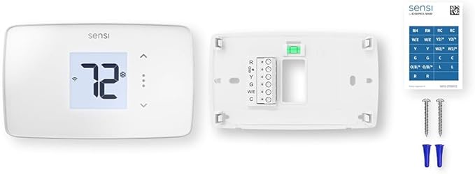 Sensi Lite Smart Thermostat, Programmable, WiFi, Easy DIY, Works With Alexa, ENERGY STAR Certified, ST25W, Most Systems C-Wire Not Required, C-Wire needed with Heat/Cool Only & Heat Pump System -White