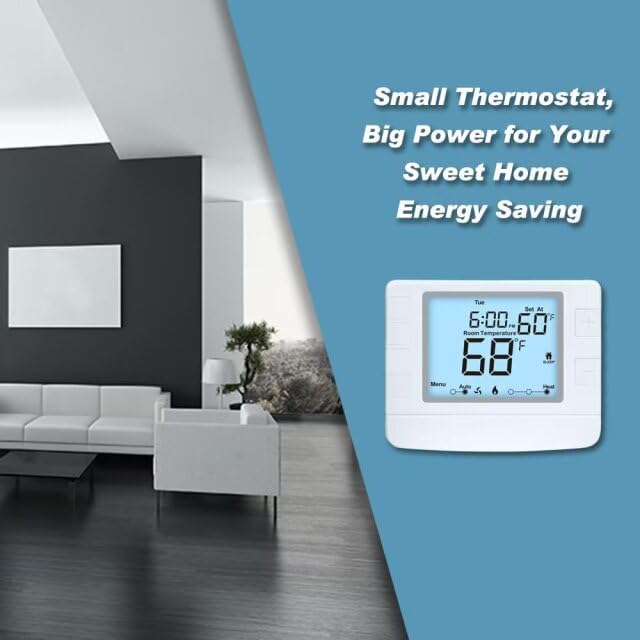 Multi Stage Thermostat for Home Cooling and Heating, 2 Heat/2 Cool, Extra Large Display, White Backlight