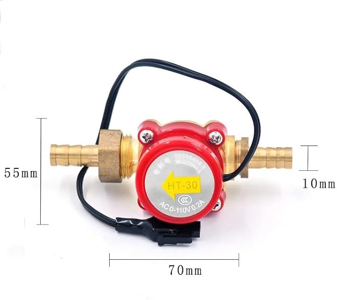 Water Flow Sensor Switch HT-30 AC 0-110V 0.2A G3/4 "-3/4" Thread,Water Flow Sensor for CO2 Laser Tube Protecting (Caliber: 10mm)