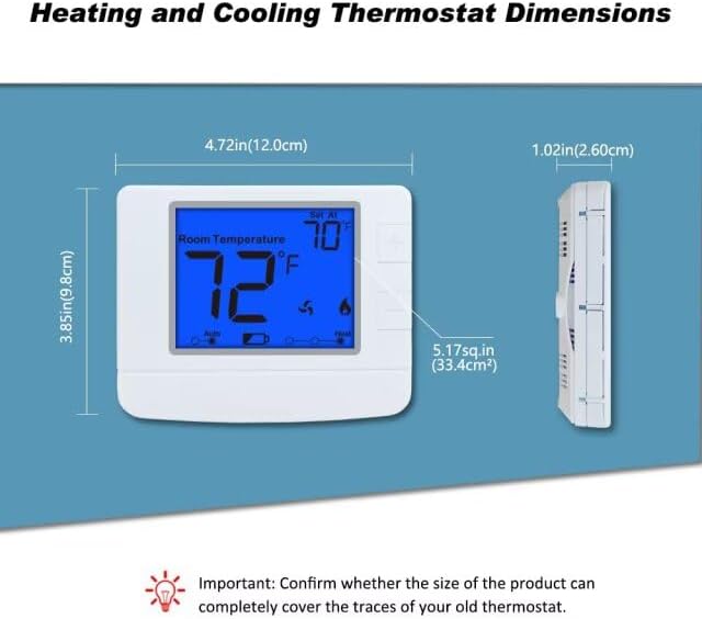 Non Programmable Thermostat for Home, Digital Energy-Saving Thermostat,Multi-Stage Systems, 2 Heat/2 Cool, Easy DIY Install, Blue Backlight