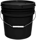 MKS Plastics 3.5-Gallon Bucket with Airtight Lid – Made in USA, Food Grade BPA Free Plastic, Heavy Duty Multi-Use, Metal Handle with Grip, Stackable Storage – Black, 1 Pack