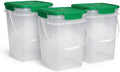 House Naturals 4 Gallon Square Food Grade Bucket Pail with Plastic Handles and Lid (Pack of 3) Made in USA containers (4G SQ Clear - Green lids)