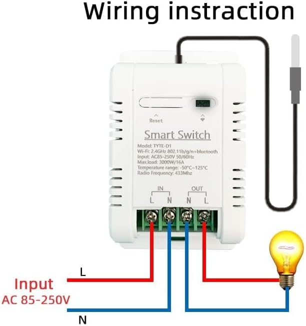 High Power Tuya 16A Smart WiFi Temperature Controller with Waterproof Probe - APP Remote Control for Greenhouse,Homebrew,Thermostat,Aquarium,Climbing Pet Breeding,Incubator,Alexa Voice Compatible