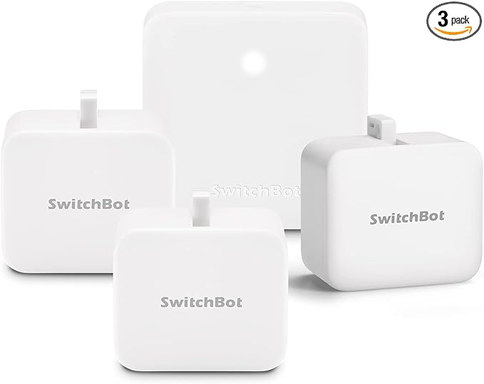 Switchbot Smart Switch Button Pusher (Bluetooth) – Fingerbot for Rocker Switch/One-Way Buttons, App Timer Control, No Wiring, Hub Included for Voice/Remote, White