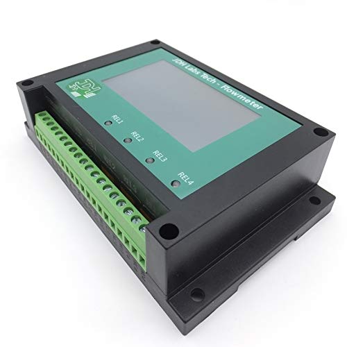 Flowmeter Liter Counter Totalizer with 4 Programmable Alarms and Reset Input + Flow Sensor for 1 1/4" inch Pipes(DN32)