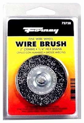 Forney 72728 Wire Wheel Brush, Fine Crimped with 1/4-Inch Hex Shank, 2-Inch-by-.008-Inch