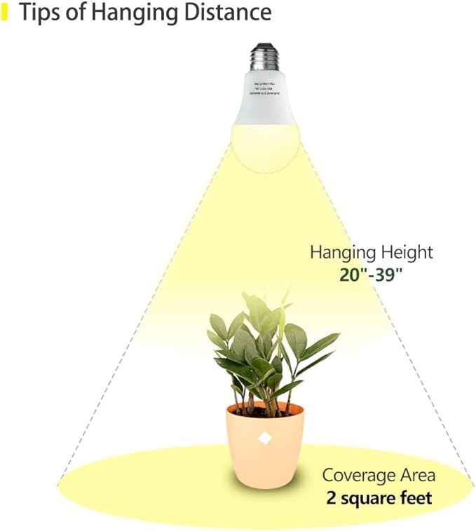 6 Pack Full Spectrum Grow Light Bulbs,A19 Grow Lights for Indoor Plants,Dimmable E26 9W Grow Bulb Replace up to 100W,Plant Lights for Indoor Growing,Flowers,Greenhouse,Indore