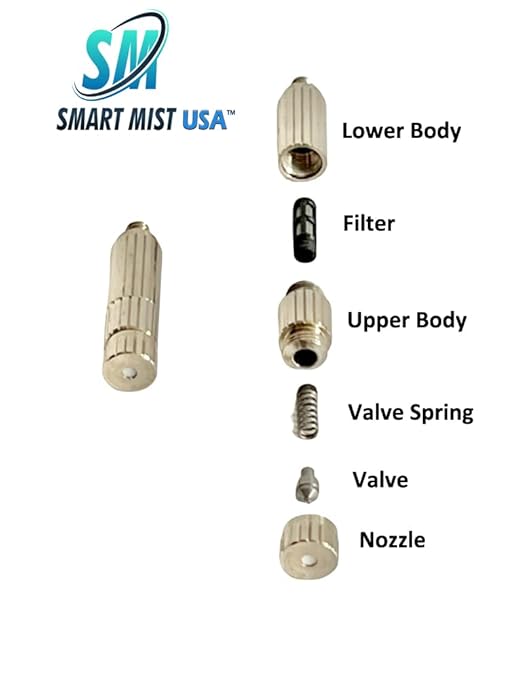 App Controlled High Pressure Misting Mister System Kit 1000 PSI Stainless Steel Tubing DIY Patio Greenhouse (54' w/ 27-.008" Nozzles for Very Hot Dry Climates, Stainless Steel Tubing)