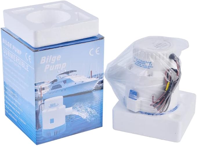12V Bilge Pumps for Boats-2000 GPH 1-1/8"(29mm) Outlet High Flow Rate Non-AutIomatic Bilge Water Pump,Submersible Boat Accessories,Electric Marine Bilge Pump Waterproof Reset