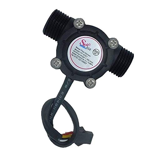 Flowmeter Liter Counter Totalizer with 4 Programmable Alarms and Reset Input + Flow Sensor for 1/2" inch Pipes (DN15)