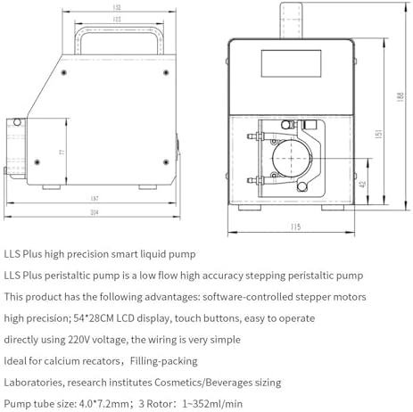 Peristaltic Water Pump, High Flow Rate 1-352ml/min, with LCD Display for Scientific Research Institutions
