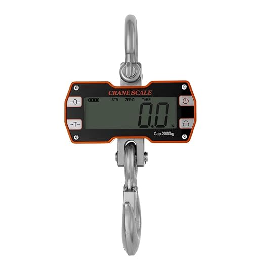 Klau 2000kg 4000 lb Heavy Duty Crane Scale Industrial Hanging Scales LCD Display with Remote Orange for Home Farm Factory Hunting
