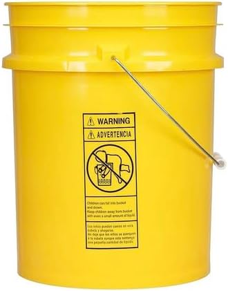 House Naturals 5 Gallon Food Grade Multi Color Buckets (Yellow Aqua Lime Green)- Pack of 3- Made in USA (Black lids)